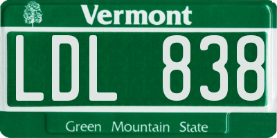 VT license plate LDL838