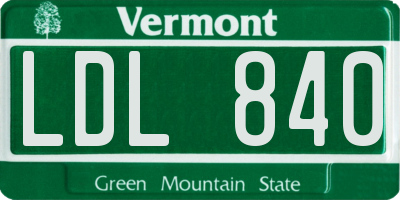 VT license plate LDL840