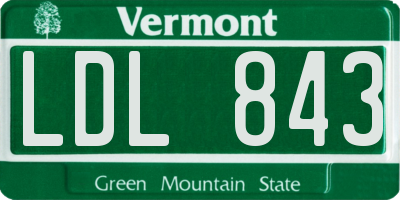 VT license plate LDL843