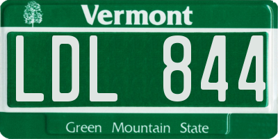 VT license plate LDL844