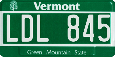 VT license plate LDL845