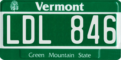VT license plate LDL846