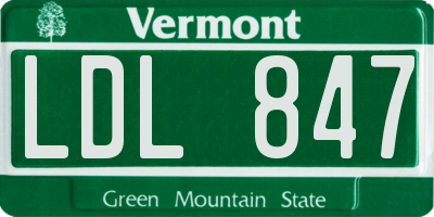 VT license plate LDL847