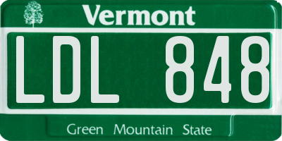 VT license plate LDL848
