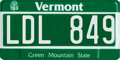VT license plate LDL849