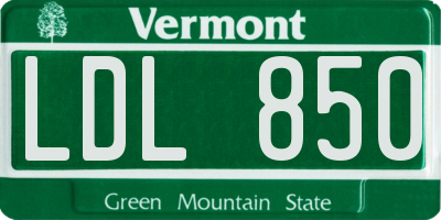 VT license plate LDL850