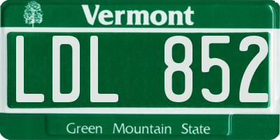 VT license plate LDL852