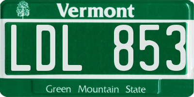 VT license plate LDL853