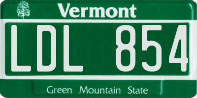 VT license plate LDL854