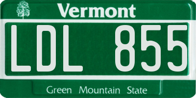 VT license plate LDL855