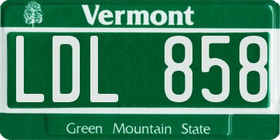 VT license plate LDL858