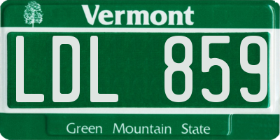 VT license plate LDL859