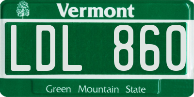 VT license plate LDL860