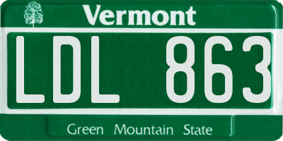 VT license plate LDL863