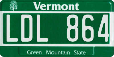 VT license plate LDL864