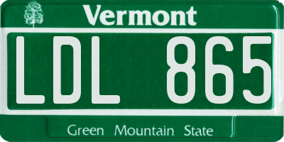 VT license plate LDL865