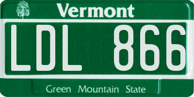 VT license plate LDL866