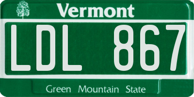 VT license plate LDL867