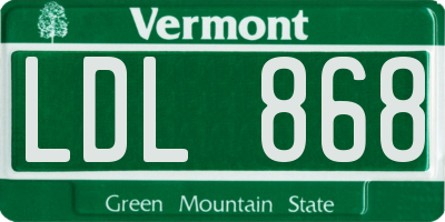 VT license plate LDL868
