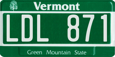 VT license plate LDL871