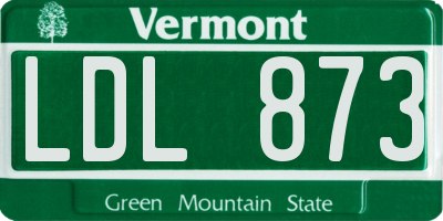 VT license plate LDL873