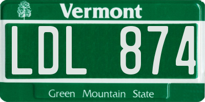 VT license plate LDL874