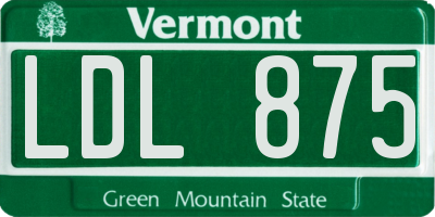 VT license plate LDL875