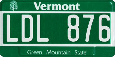 VT license plate LDL876