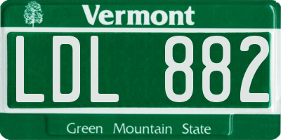 VT license plate LDL882