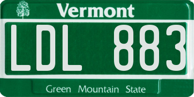 VT license plate LDL883