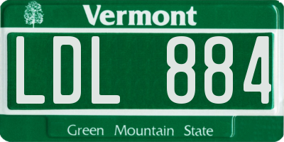 VT license plate LDL884