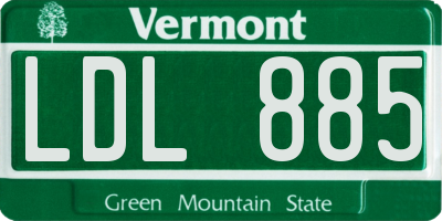 VT license plate LDL885
