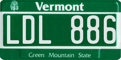 VT license plate LDL886