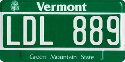 VT license plate LDL889