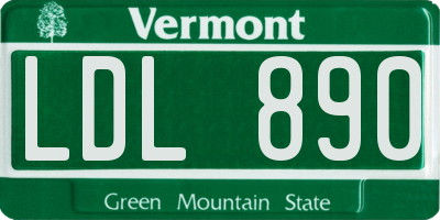 VT license plate LDL890