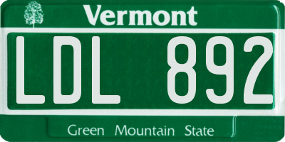 VT license plate LDL892