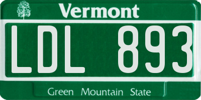 VT license plate LDL893