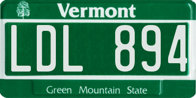 VT license plate LDL894