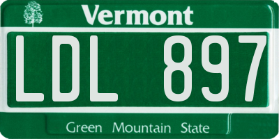 VT license plate LDL897