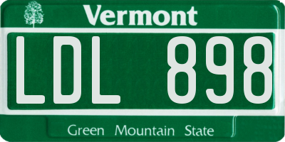 VT license plate LDL898