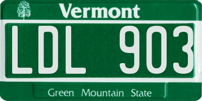 VT license plate LDL903