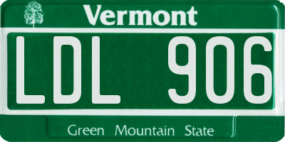 VT license plate LDL906