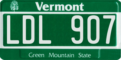VT license plate LDL907