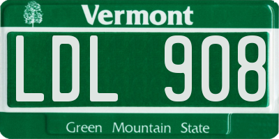 VT license plate LDL908