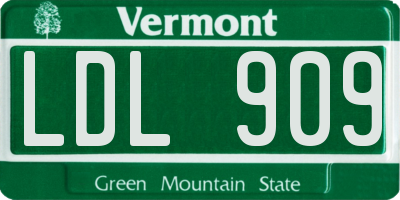 VT license plate LDL909