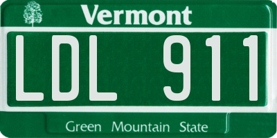 VT license plate LDL911