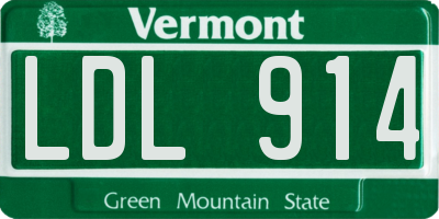 VT license plate LDL914