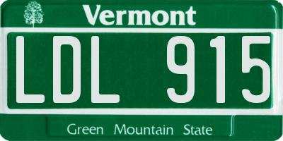 VT license plate LDL915