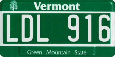 VT license plate LDL916