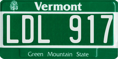 VT license plate LDL917